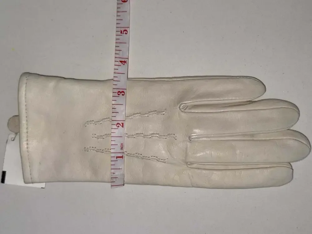 Women's Size 7 White Sheep Nappa Leather Gloves
